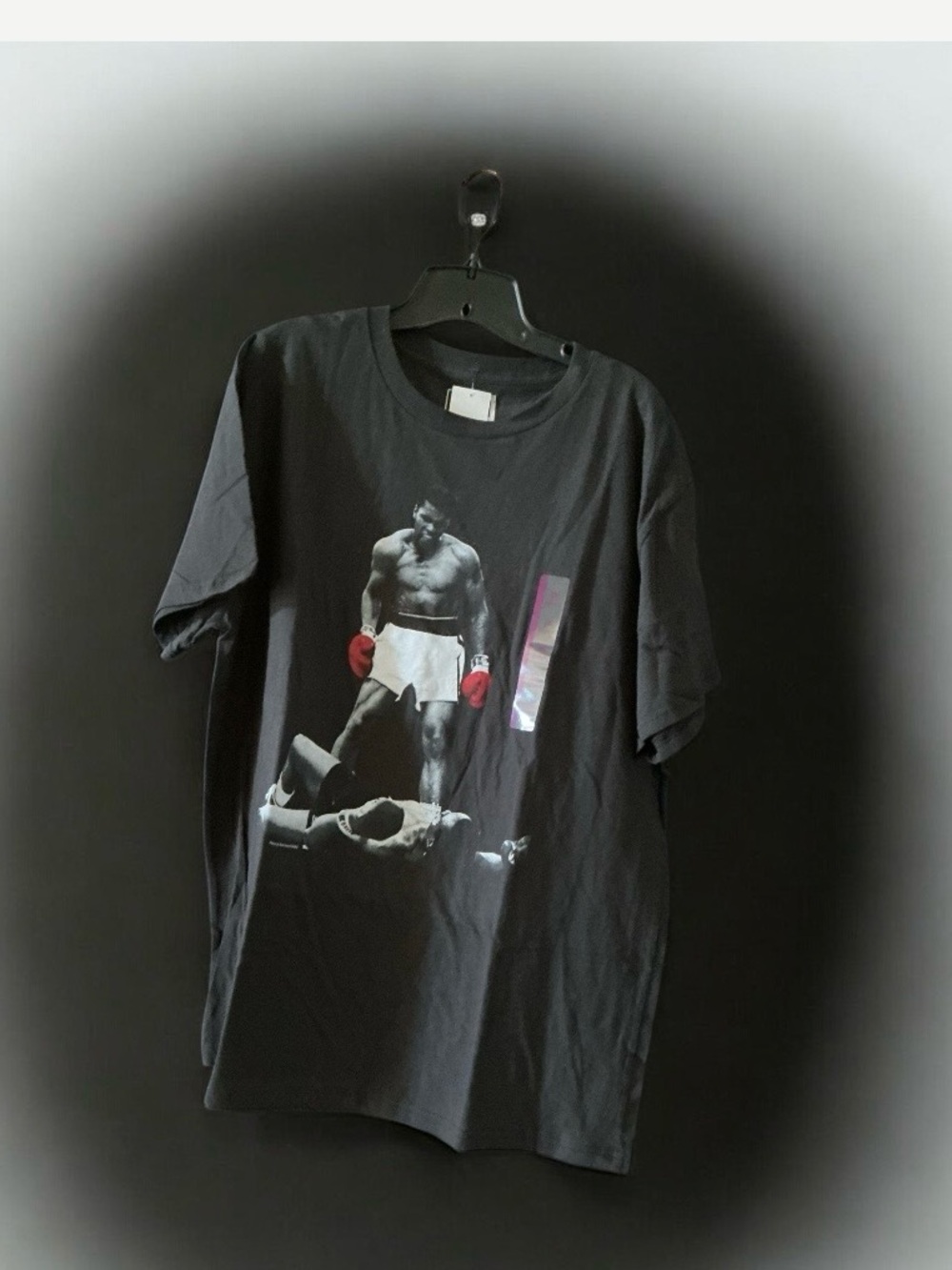 Men's Black Boxing Graphic Tee with Red Glove Accent